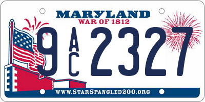 MD license plate 9AC2327