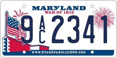 MD license plate 9AC2341