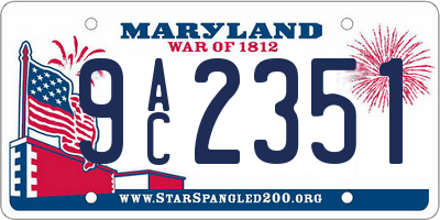 MD license plate 9AC2351
