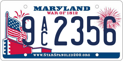 MD license plate 9AC2356