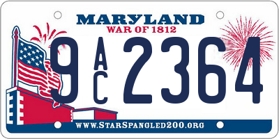 MD license plate 9AC2364