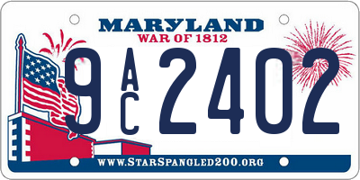 MD license plate 9AC2402