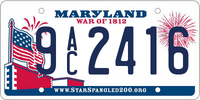 MD license plate 9AC2416