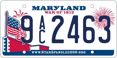 MD license plate 9AC2463