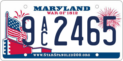 MD license plate 9AC2465