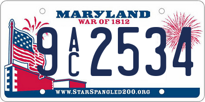MD license plate 9AC2534