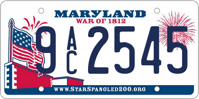 MD license plate 9AC2545