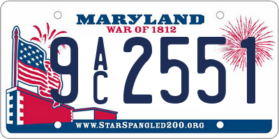 MD license plate 9AC2551