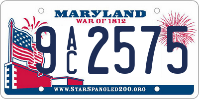 MD license plate 9AC2575