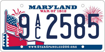 MD license plate 9AC2585
