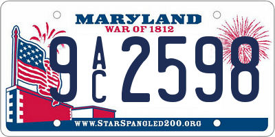 MD license plate 9AC2598
