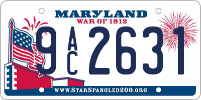 MD license plate 9AC2631