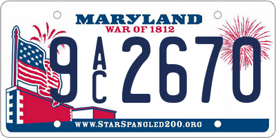 MD license plate 9AC2670