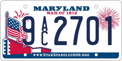 MD license plate 9AC2701