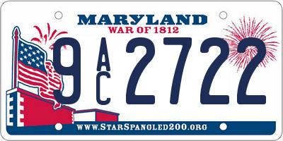 MD license plate 9AC2722