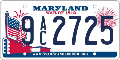 MD license plate 9AC2725