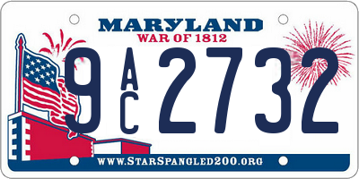 MD license plate 9AC2732