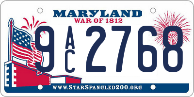 MD license plate 9AC2768