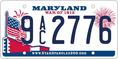 MD license plate 9AC2776