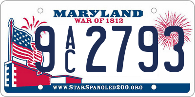 MD license plate 9AC2793