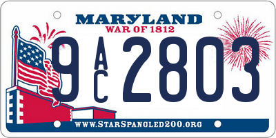 MD license plate 9AC2803