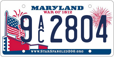 MD license plate 9AC2804