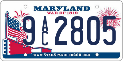 MD license plate 9AC2805