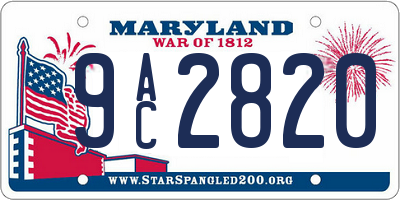 MD license plate 9AC2820