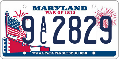 MD license plate 9AC2829