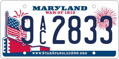 MD license plate 9AC2833