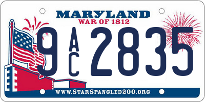 MD license plate 9AC2835