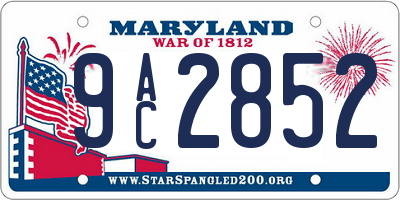 MD license plate 9AC2852