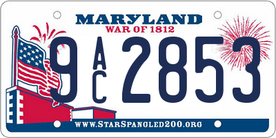 MD license plate 9AC2853