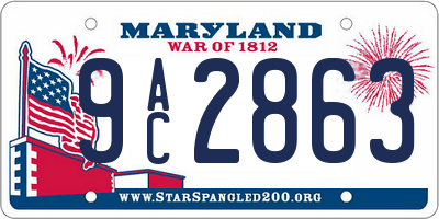 MD license plate 9AC2863