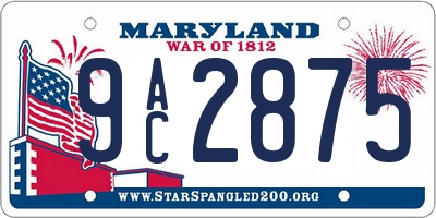 MD license plate 9AC2875