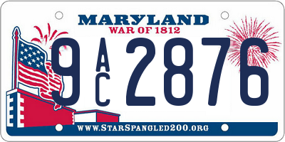MD license plate 9AC2876