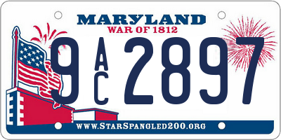 MD license plate 9AC2897
