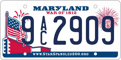 MD license plate 9AC2909