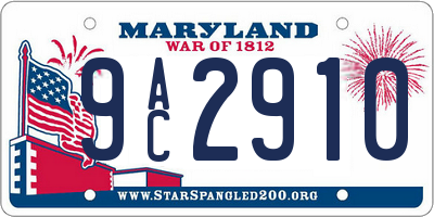 MD license plate 9AC2910