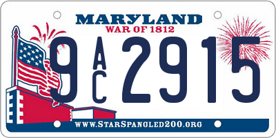 MD license plate 9AC2915
