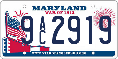 MD license plate 9AC2919