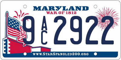 MD license plate 9AC2922