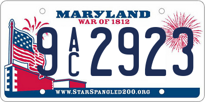 MD license plate 9AC2923