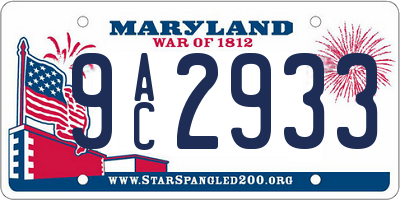 MD license plate 9AC2933