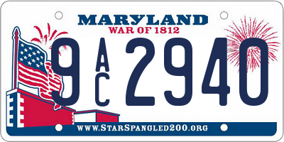 MD license plate 9AC2940