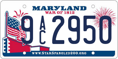 MD license plate 9AC2950