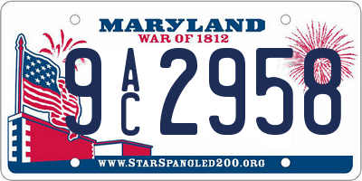 MD license plate 9AC2958