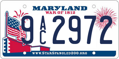 MD license plate 9AC2972