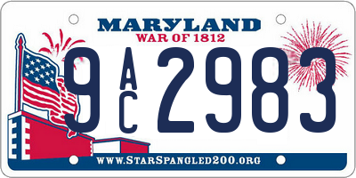 MD license plate 9AC2983