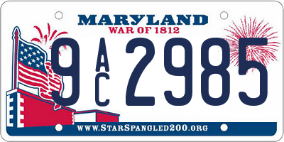 MD license plate 9AC2985